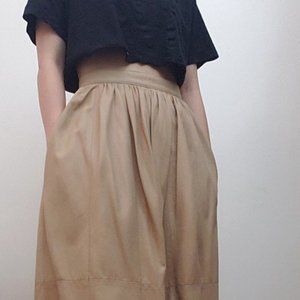 Vintage Genuine Leather Skirt Tan